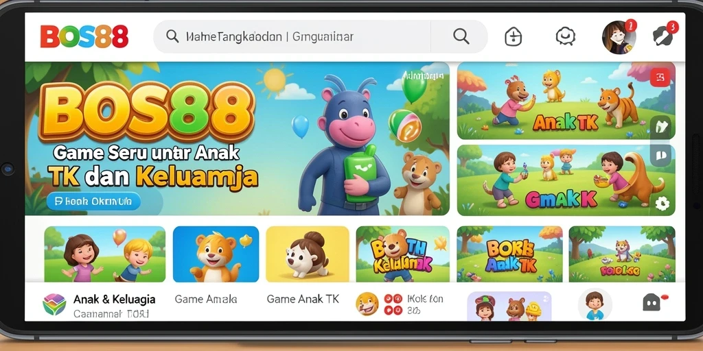 Tampilan antarmuka <strong>BOS88</strong> yang cerah dan menarik untuk anak-anak.