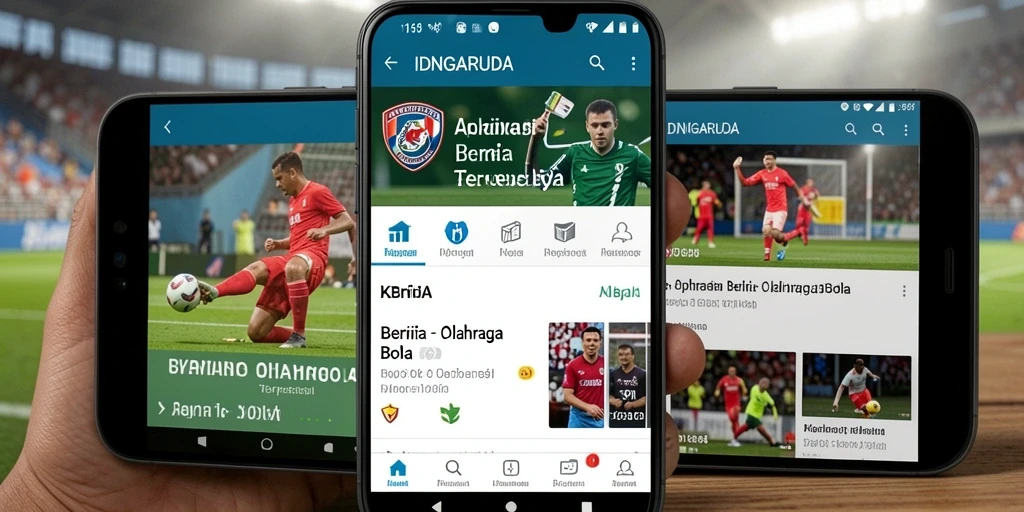 Tampilan antarmuka fitur berita olahraga sepak bola IDNGARUDA.