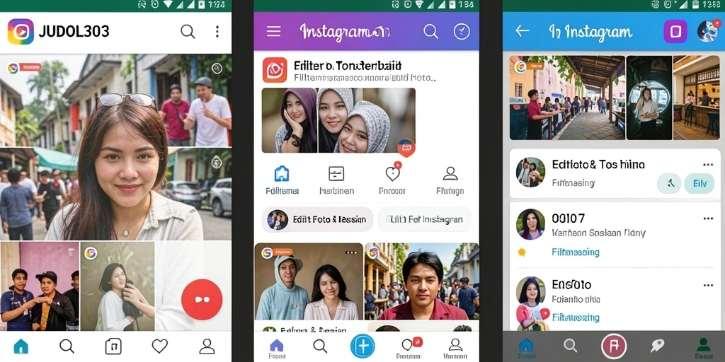 Tampilan antarmuka pengguna JUDOL303 dengan berbagai pilihan filter Instagram.