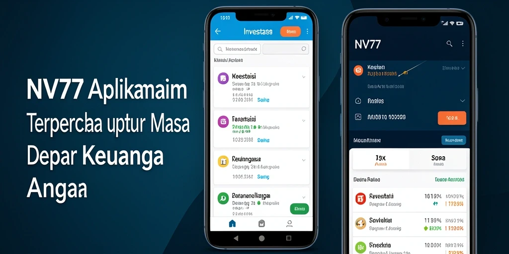 Antarmuka aplikasi NV77 yang menarik dan informatif untuk investasi.